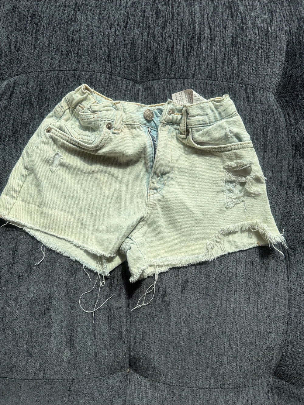 Light Mint Distressed  Denim Shorts
